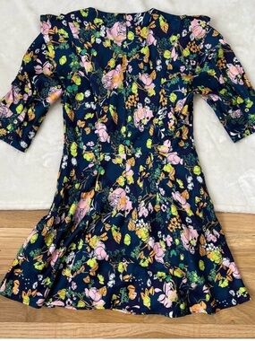 TANYA TAYLOR Audrey Mini A-Line Floral Ruffle Puff Sleeve Dress Multicolor 12